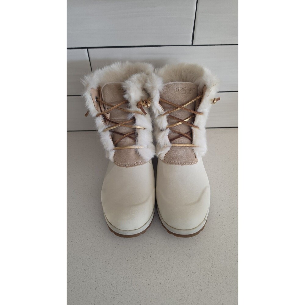 Sperry Womens Maritime Repel Suede Boots Sand White Sz 7.5 200g of 3M Thinsulate